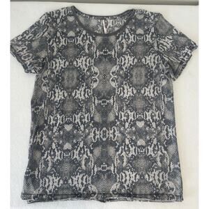 Snake Print Short Sleeve Free People Medium Gray Shirt Oversized Tourist